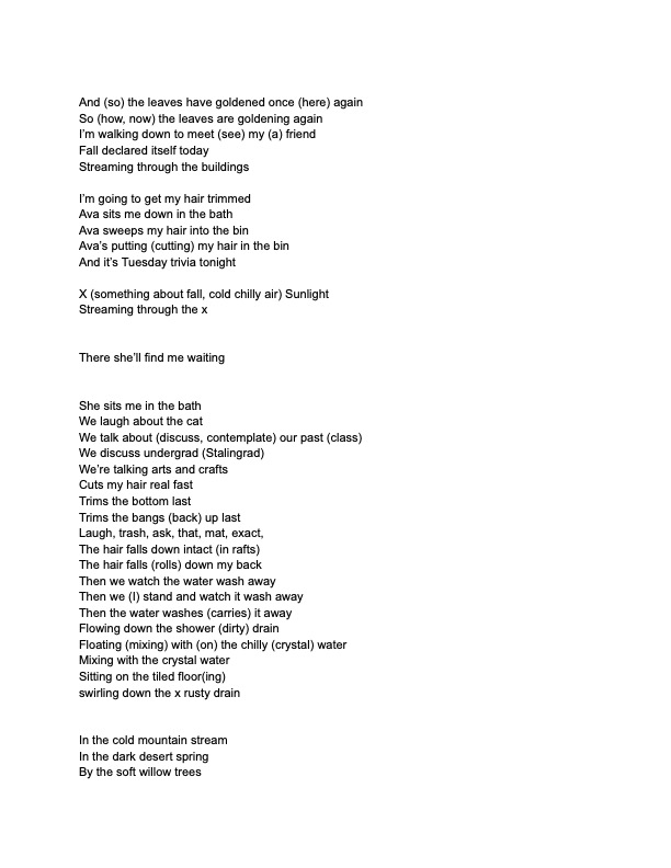 For My Young Death Lyrics Sheet 2